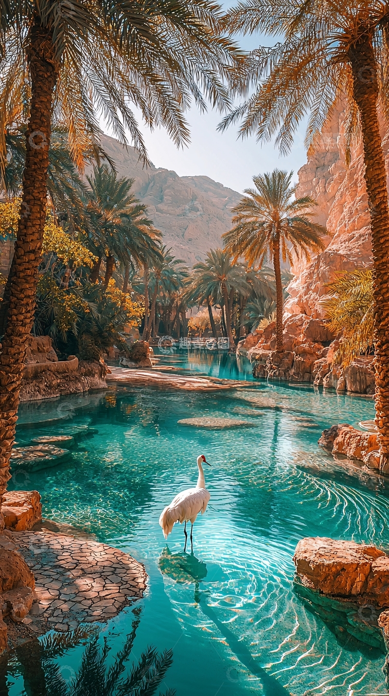 高清大图下载【趣麦麦图】热带绿洲宁静湖泊