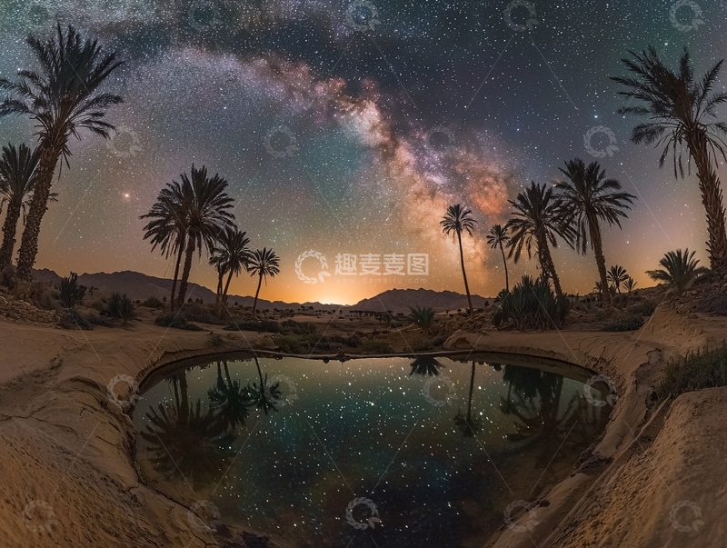 高清大图下载【趣麦麦图】星空下的绿洲