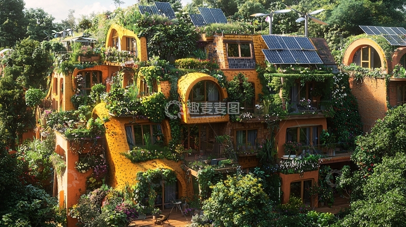 高清大图下载【趣麦麦图】绿植覆盖的建筑群