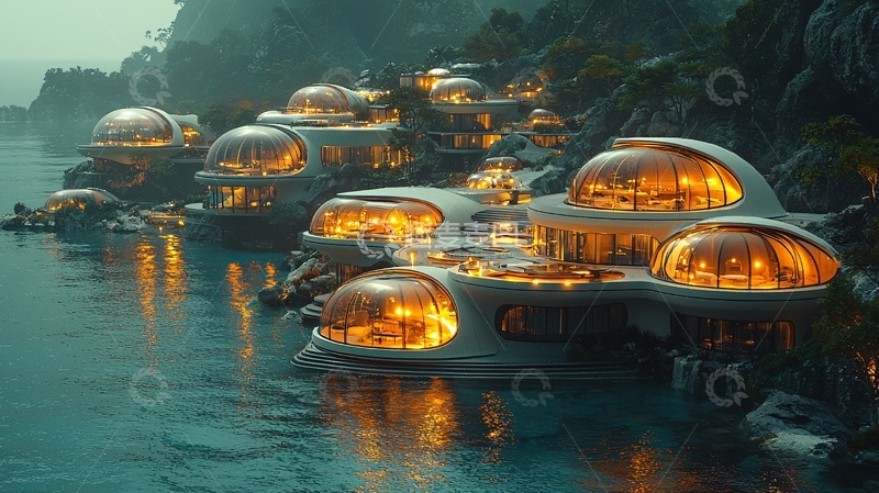 高清大图下载【趣麦麦图】未来水上城市