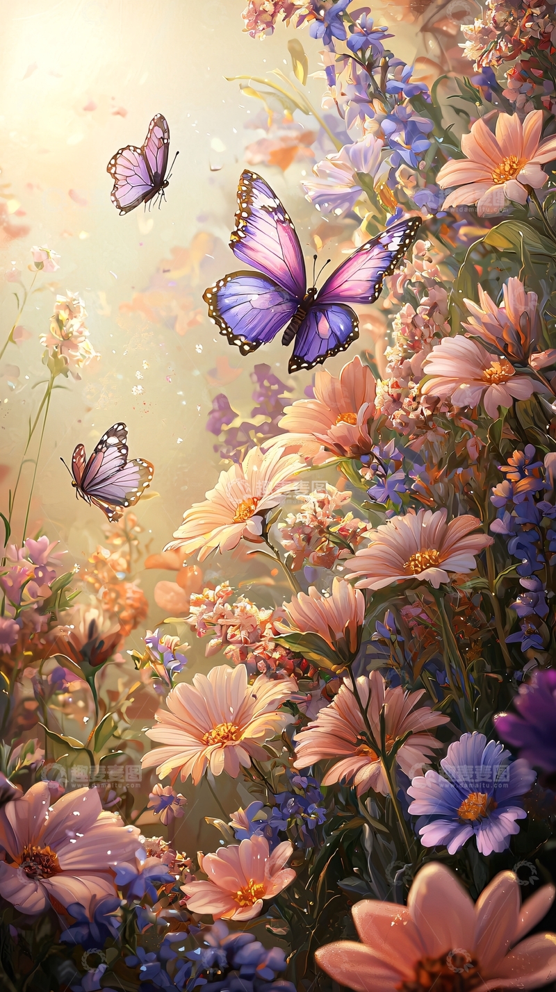 高清大图下载【趣麦麦图】花丛中飞舞的蝴蝶