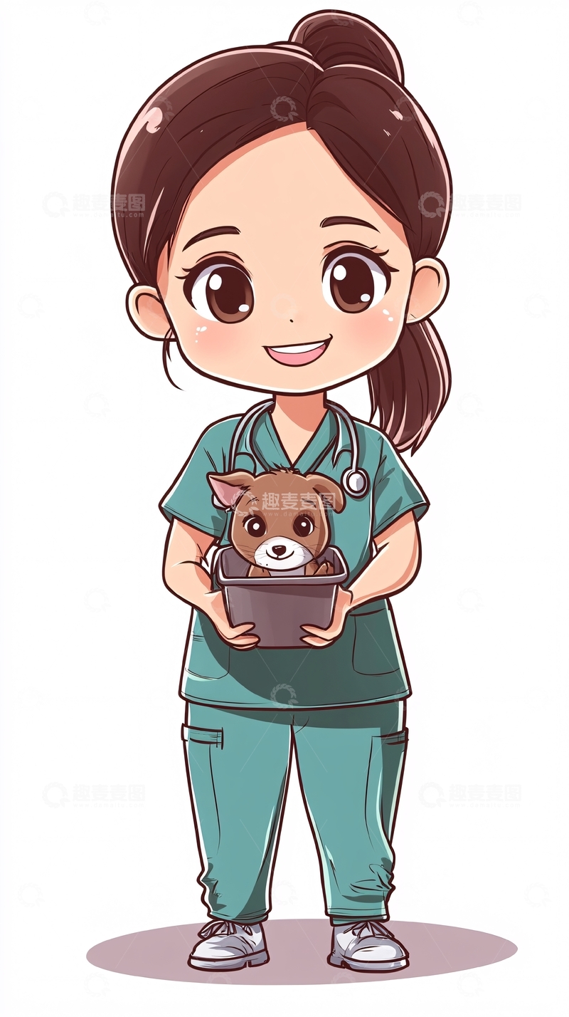 高清大图下载【趣麦麦图】卡通兽医