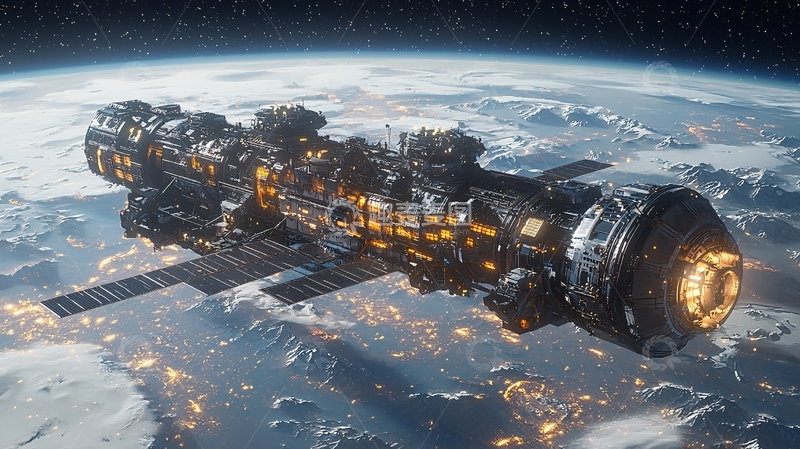 高清大图下载【趣麦麦图】宇宙飞船地球轨道