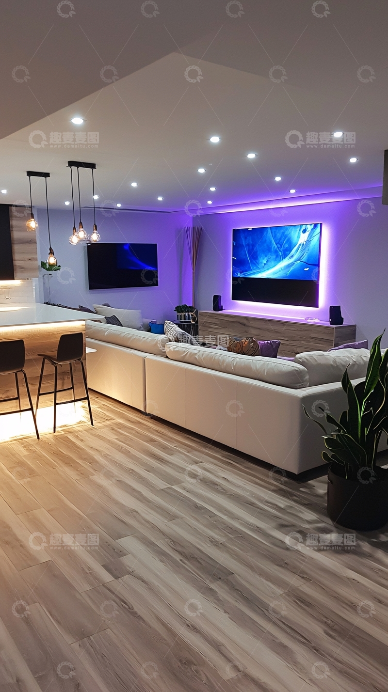 高清大图下载【趣麦麦图】现代简约家庭影院设计