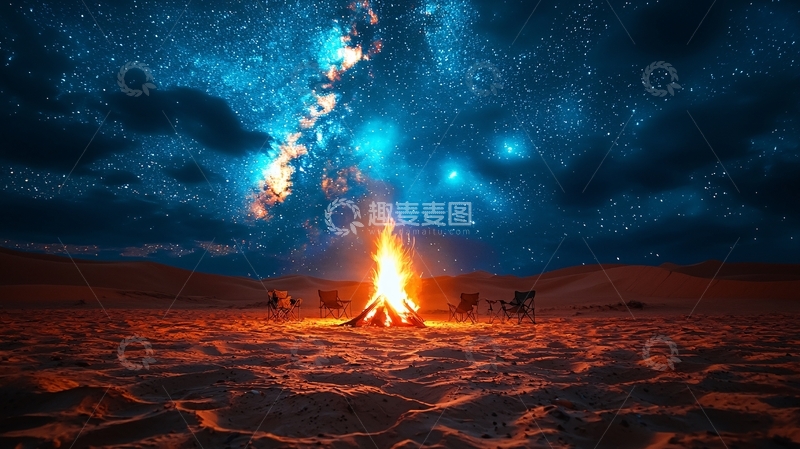高清大图下载【趣麦麦图】星空下的篝火晚会