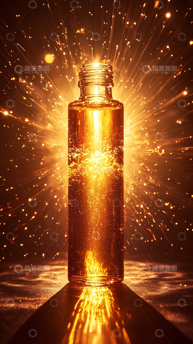高清大图下载【趣麦麦图】金色光芒瓶子特写