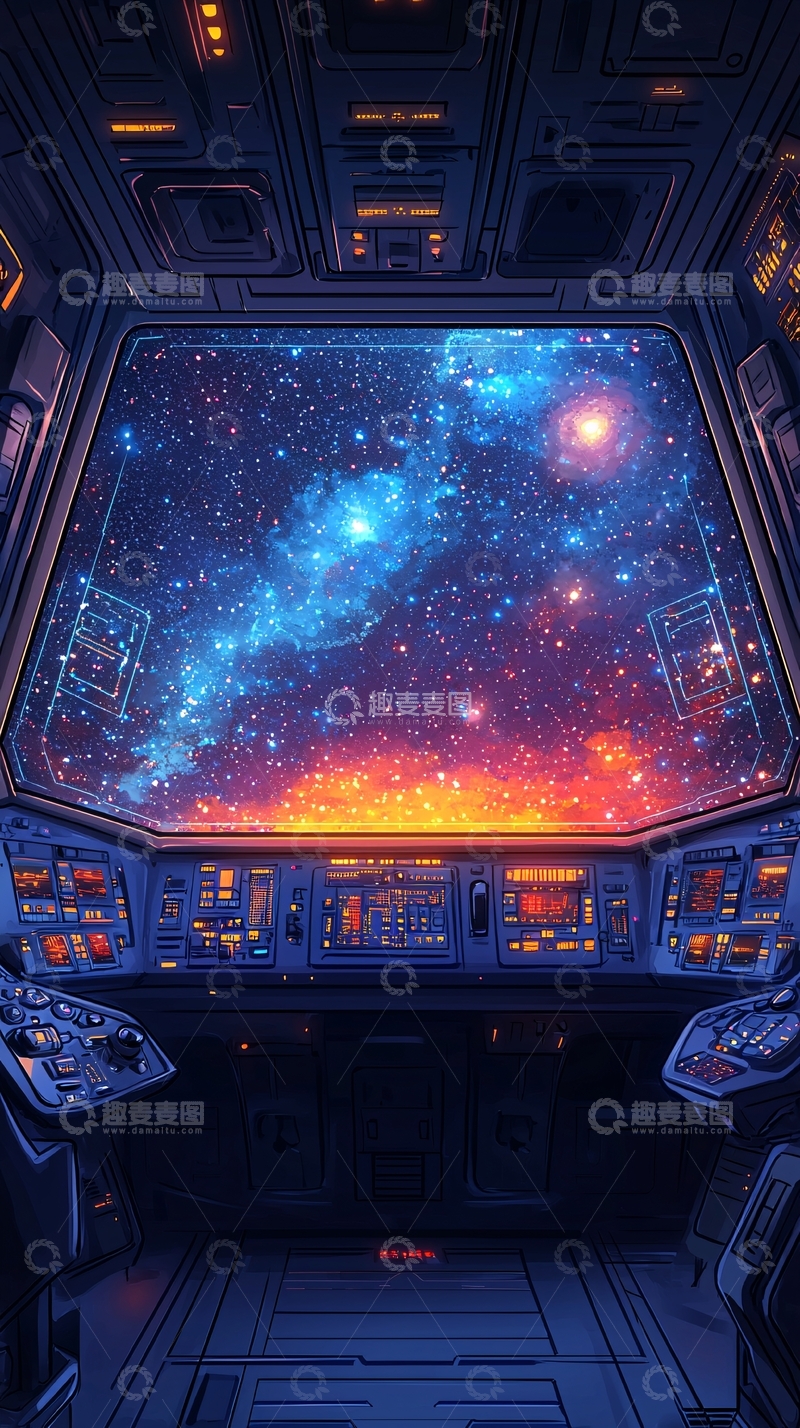 高清大图下载【趣麦麦图】飞船舷窗外的宇宙星空