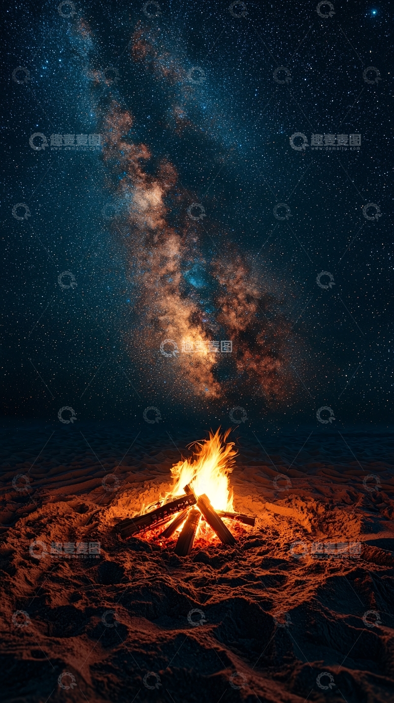 高清大图下载【趣麦麦图】篝火星空