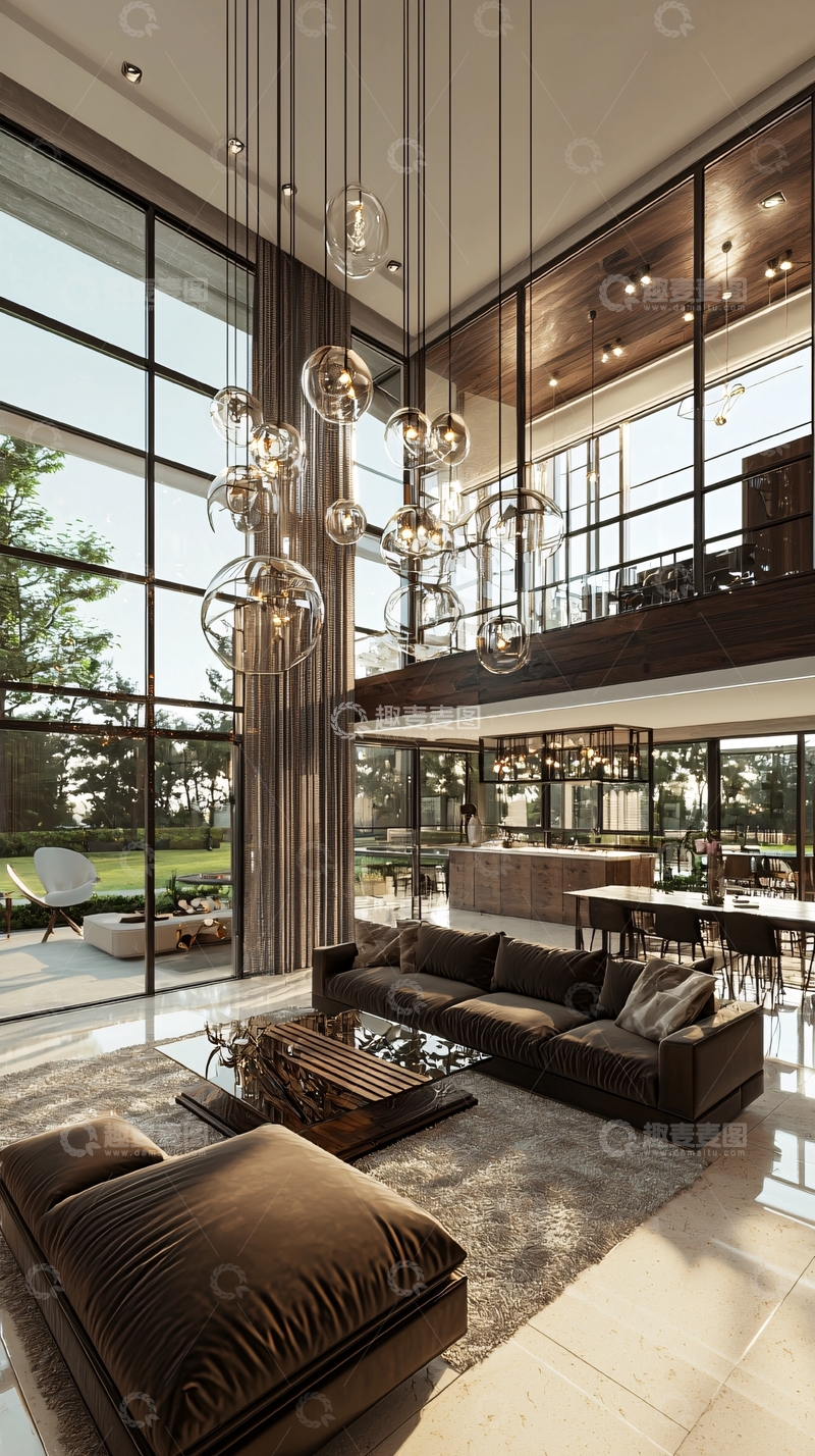 高清大图下载【趣麦麦图】现代极简别墅客厅