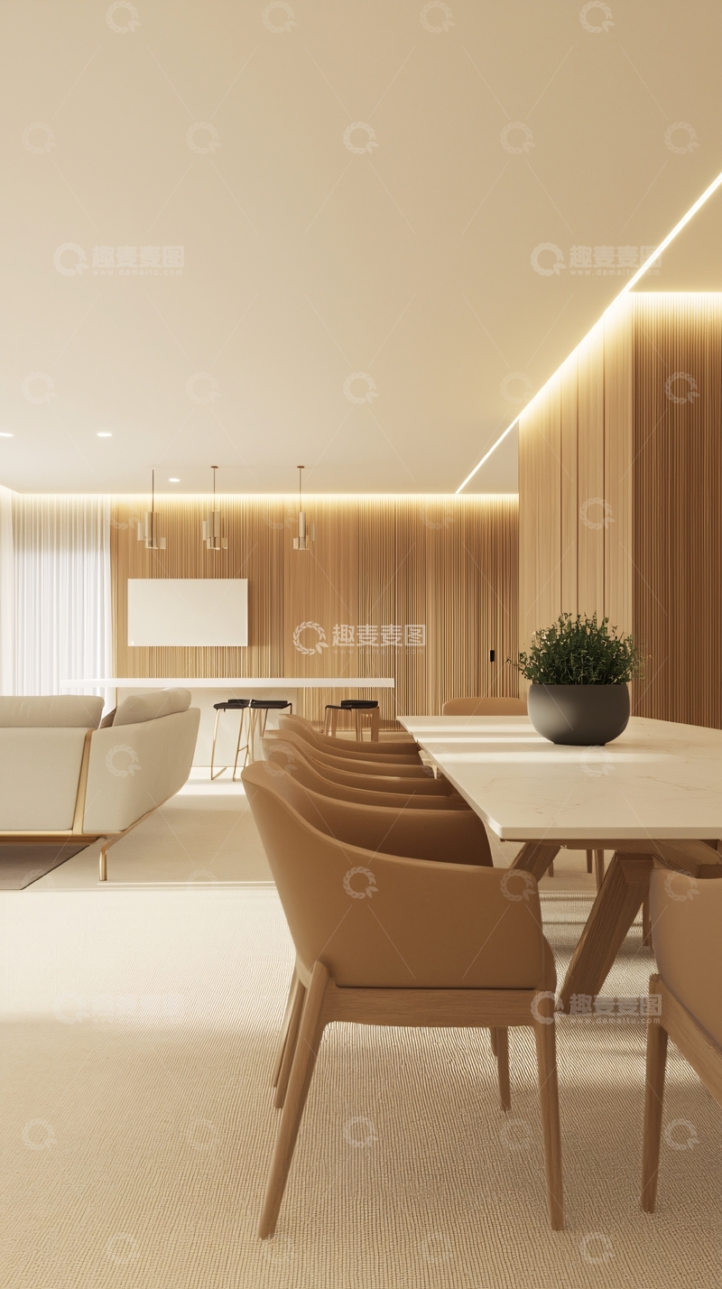 高清大图下载【趣麦麦图】现代简约木质餐厅设计