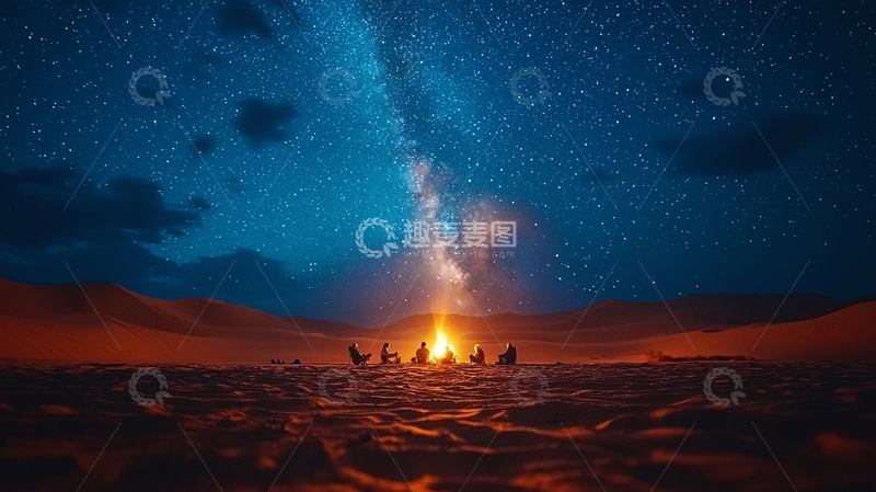 高清大图下载【趣麦麦图】星空篝火