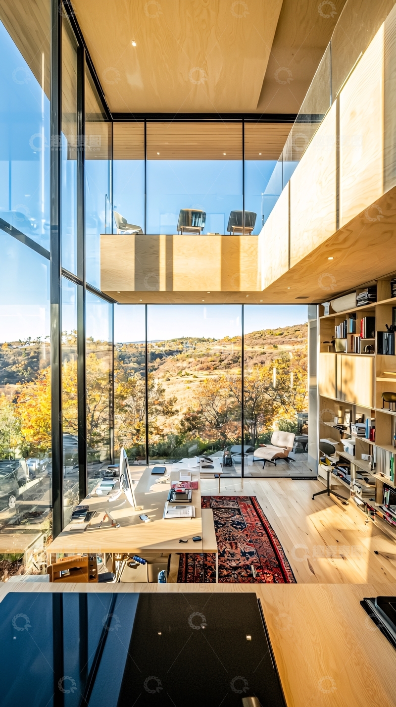 高清大图下载【趣麦麦图】现代简约落地窗别墅室内设计