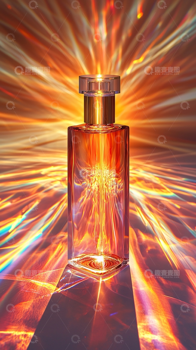 高清大图下载【趣麦麦图】金色光芒下的香水瓶
