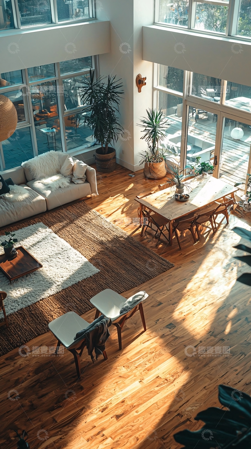 高清大图下载【趣麦麦图】明亮阳光洒满屋子的客厅