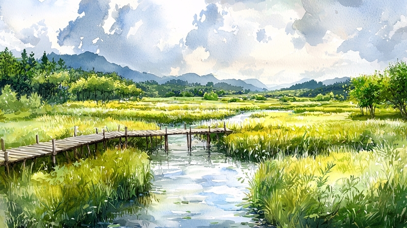 高清大图下载【趣麦麦图】田园风光水彩画