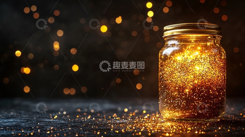 高清大图下载【趣麦麦图】玻璃罐子里的闪光灯