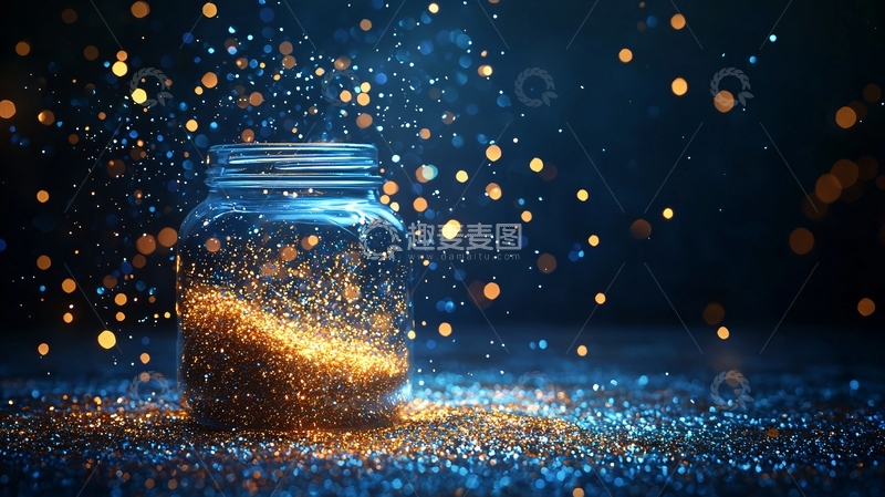 高清大图下载【趣麦麦图】玻璃罐中的闪耀金粉