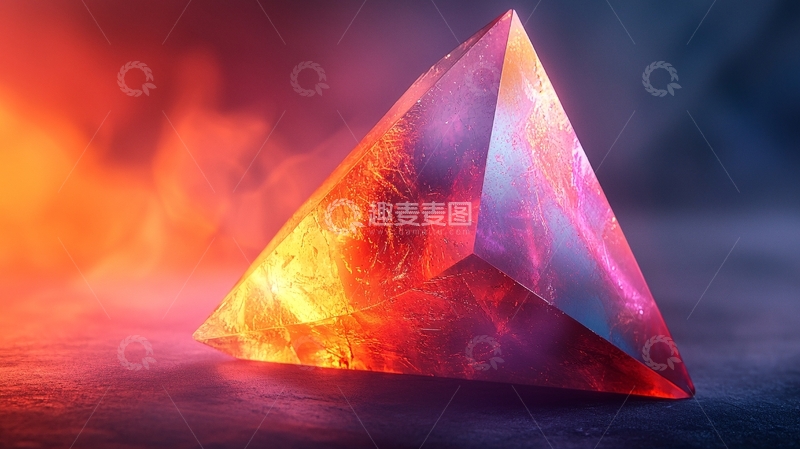 高清大图下载【趣麦麦图】火焰纹理的三角水晶体