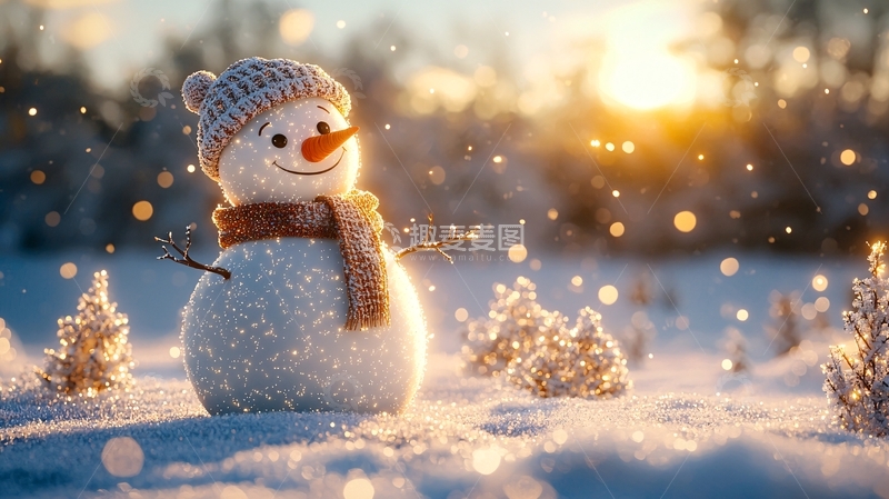 高清大图下载【趣麦麦图】雪地里的可爱雪人