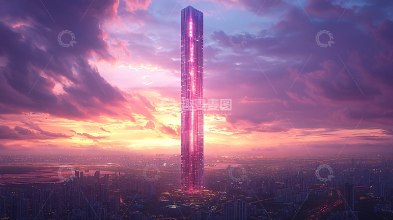 高清大图下载【趣麦麦图】极简未来城市高塔