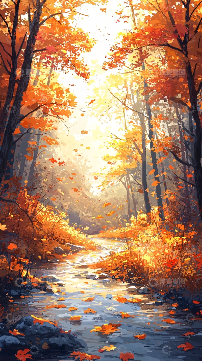 高清大图下载【趣麦麦图】秋日暖阳下的金色森林