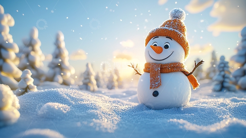高清大图下载【趣麦麦图】雪地里可爱的雪人