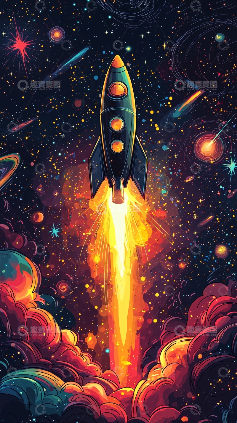 高清大图下载【趣麦麦图】宇宙飞船发射