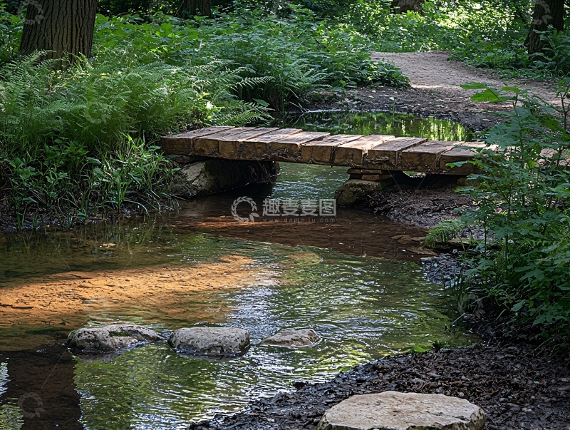 高清大图下载【趣麦麦图】森林里的小桥流水