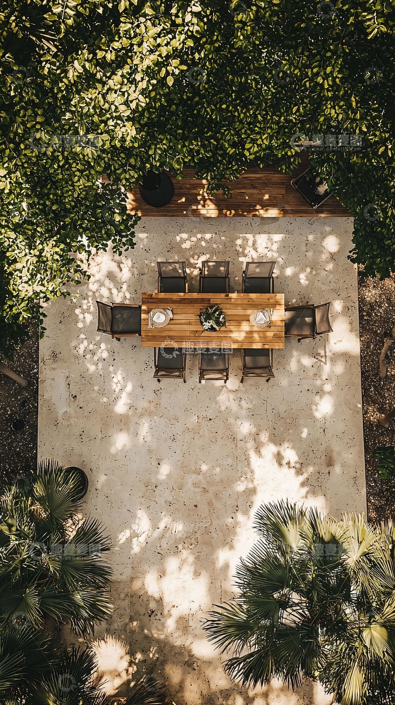 高清大图下载【趣麦麦图】空中俯瞰户外用餐区