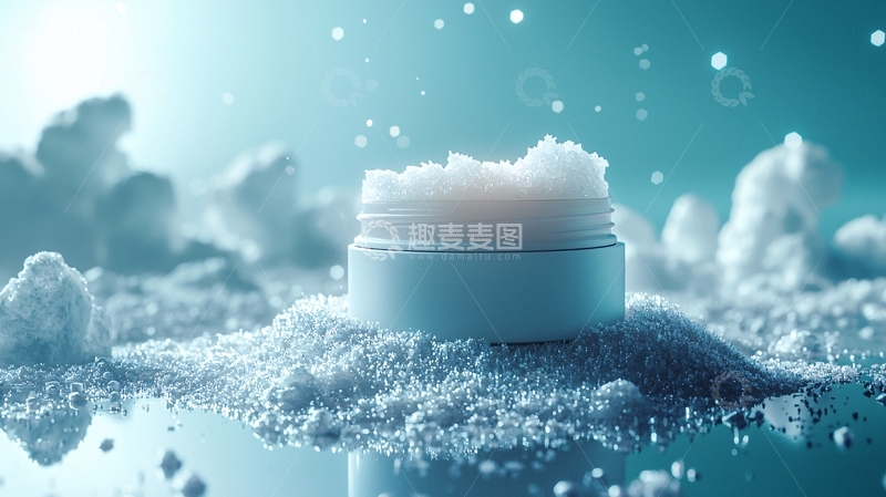 高清大图下载【趣麦麦图】蓝色冷色调护肤霜产品