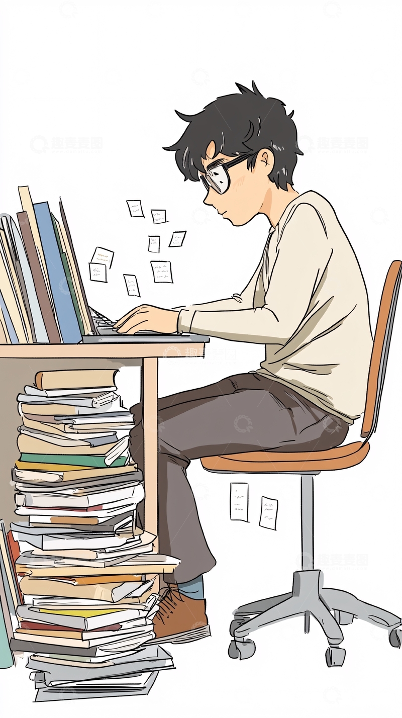高清大图下载【趣麦麦图】认真工作的男生