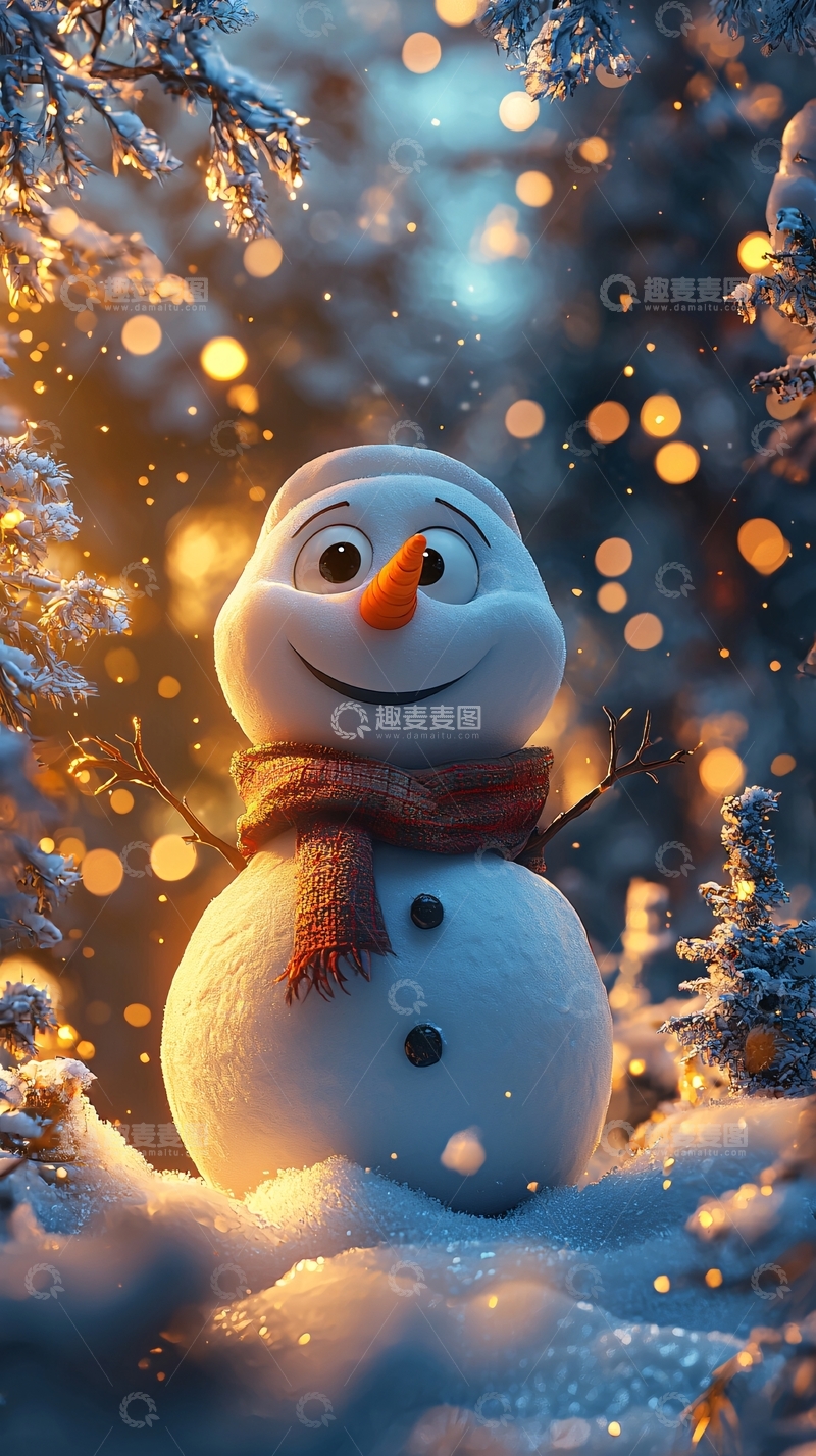 高清大图下载【趣麦麦图】冬日雪人高清壁纸