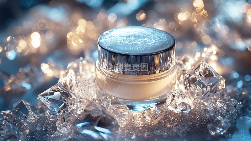 高清大图下载【趣麦麦图】护肤霜在冰块上