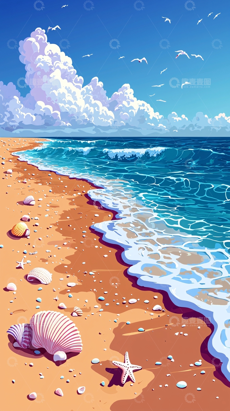 高清大图下载【趣麦麦图】夏日海滩风景图