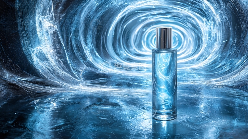 高清大图下载【趣麦麦图】冰蓝色香水瓶