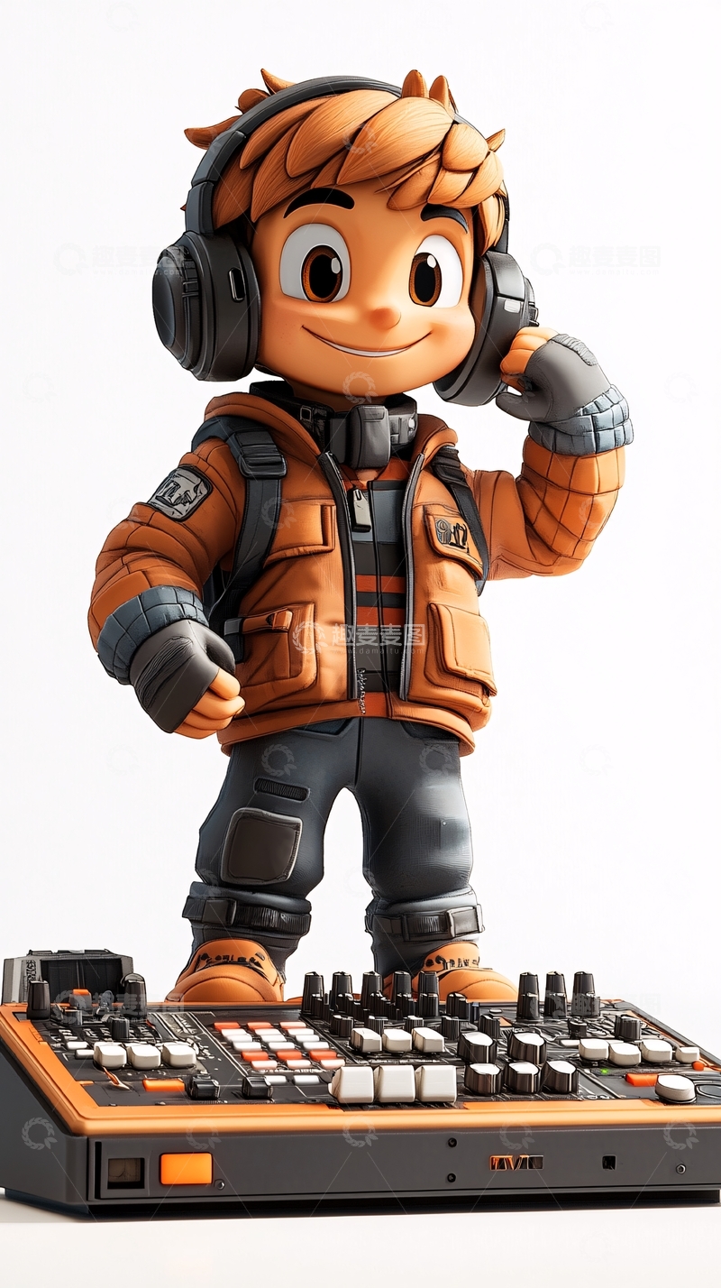 高清大图下载【趣麦麦图】可爱卡通男孩戴耳机