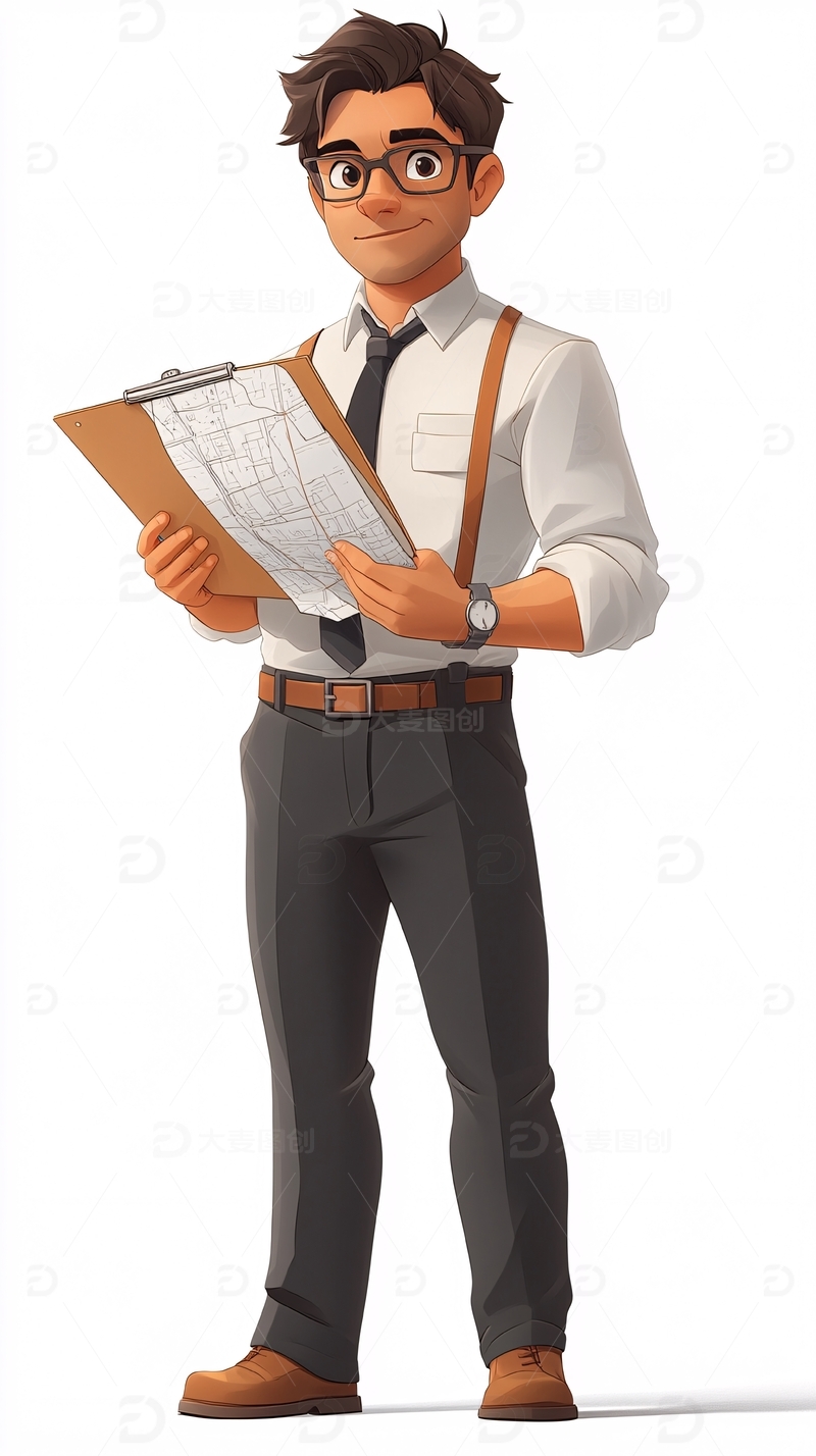 高清大图下载【趣麦麦图】卡通商务男士