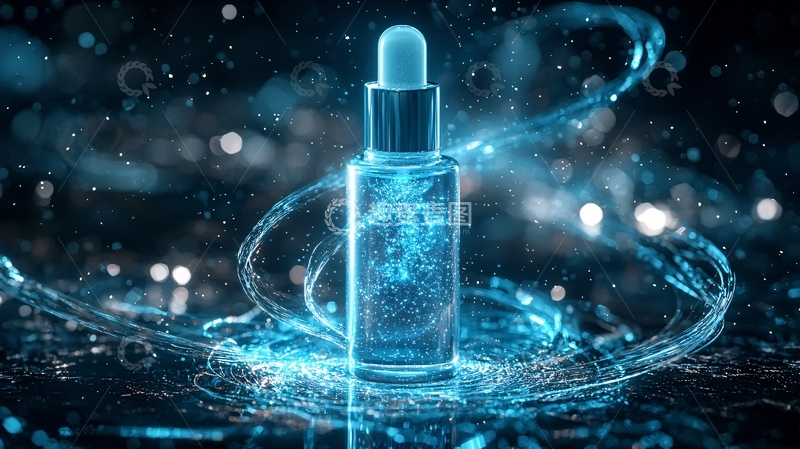 高清大图下载【趣麦麦图】蓝色透明精华液