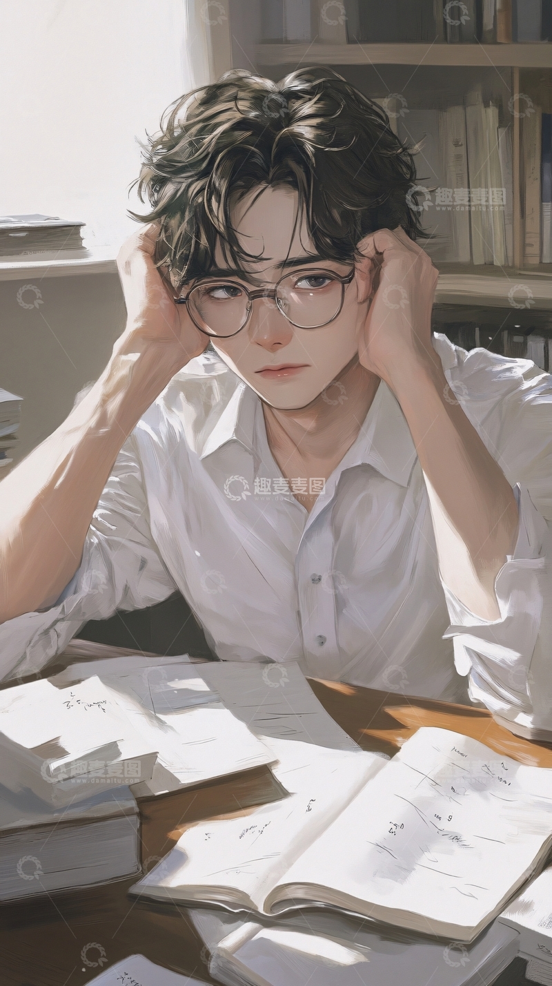 高清大图下载【趣麦麦图】戴眼镜的男生