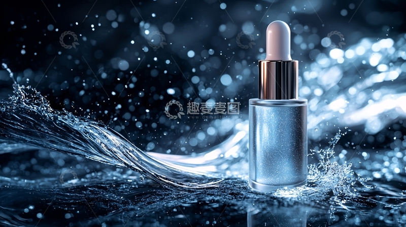 高清大图下载【趣麦麦图】蓝色瓶身精华液