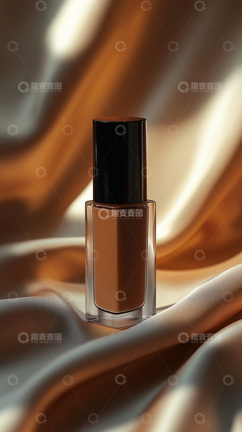 高清大图下载【趣麦麦图】棕色粉底液在丝绸上