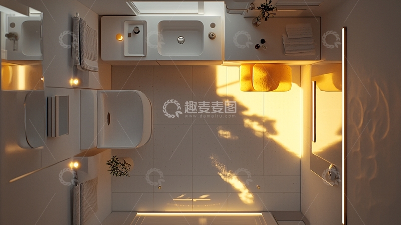 高清大图下载【趣麦麦图】极简风卫生间俯瞰图