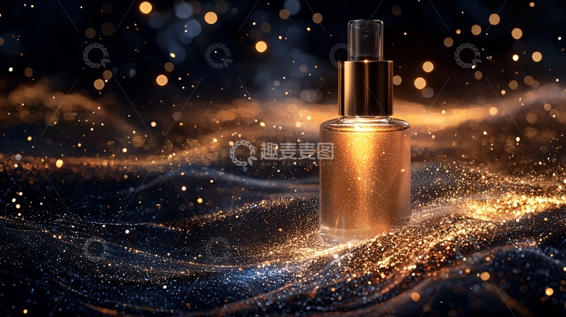 高清大图下载【趣麦麦图】金色瓶子在星空背景中