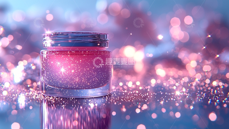 高清大图下载【趣麦麦图】粉色闪光护肤品罐