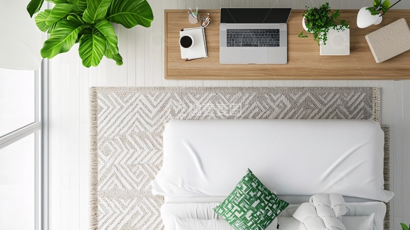 高清大图下载【趣麦麦图】极简卧室家居工作区