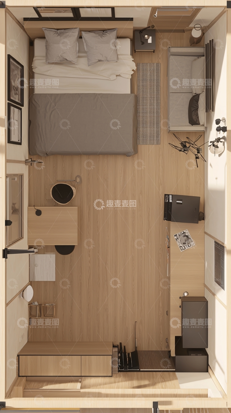 高清大图下载【趣麦麦图】小户型日式风格房间平面图