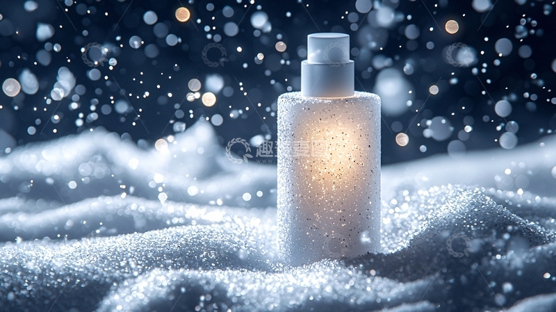 高清大图下载【趣麦麦图】白色瓶子置于雪地之上