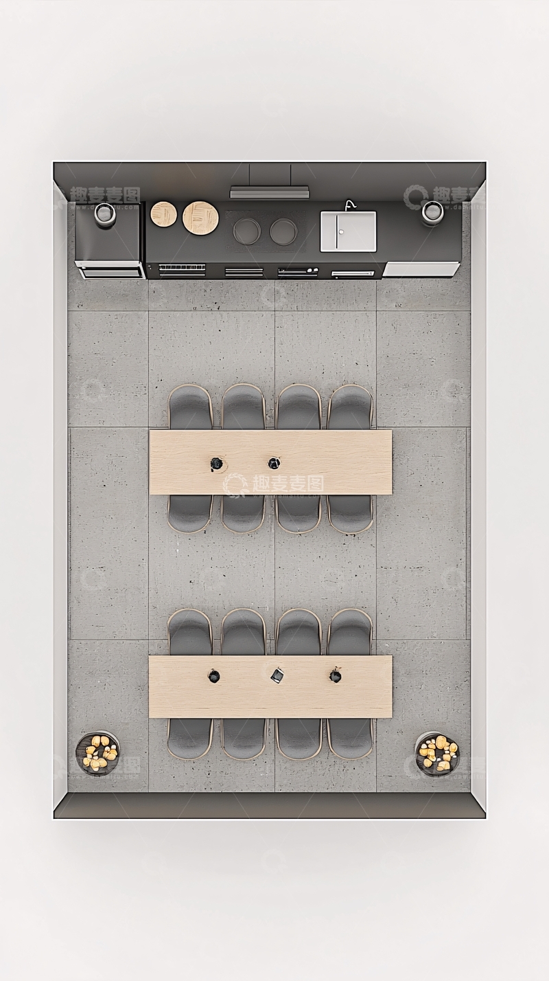 高清大图下载【趣麦麦图】现代简约长桌会议室平面图