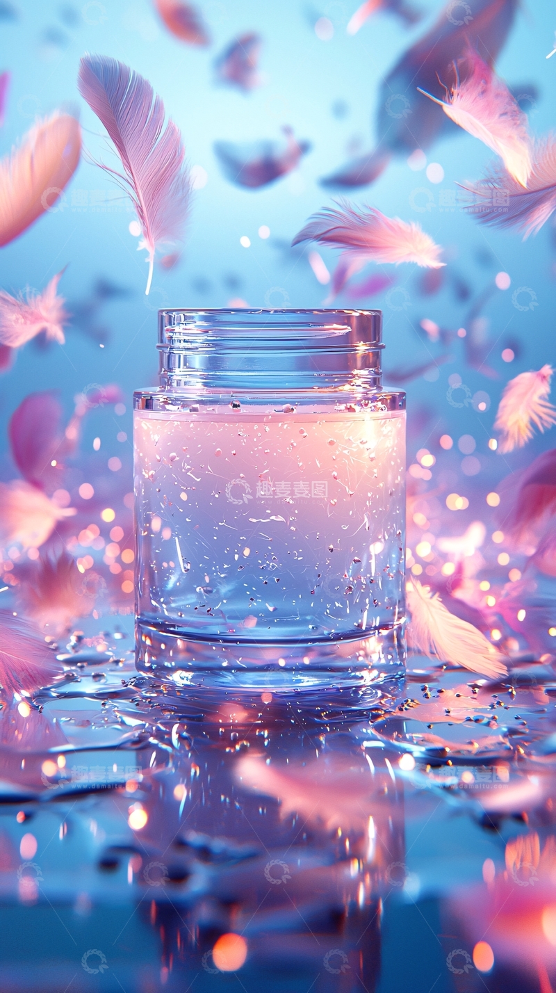 高清大图下载【趣麦麦图】粉色羽毛漂浮