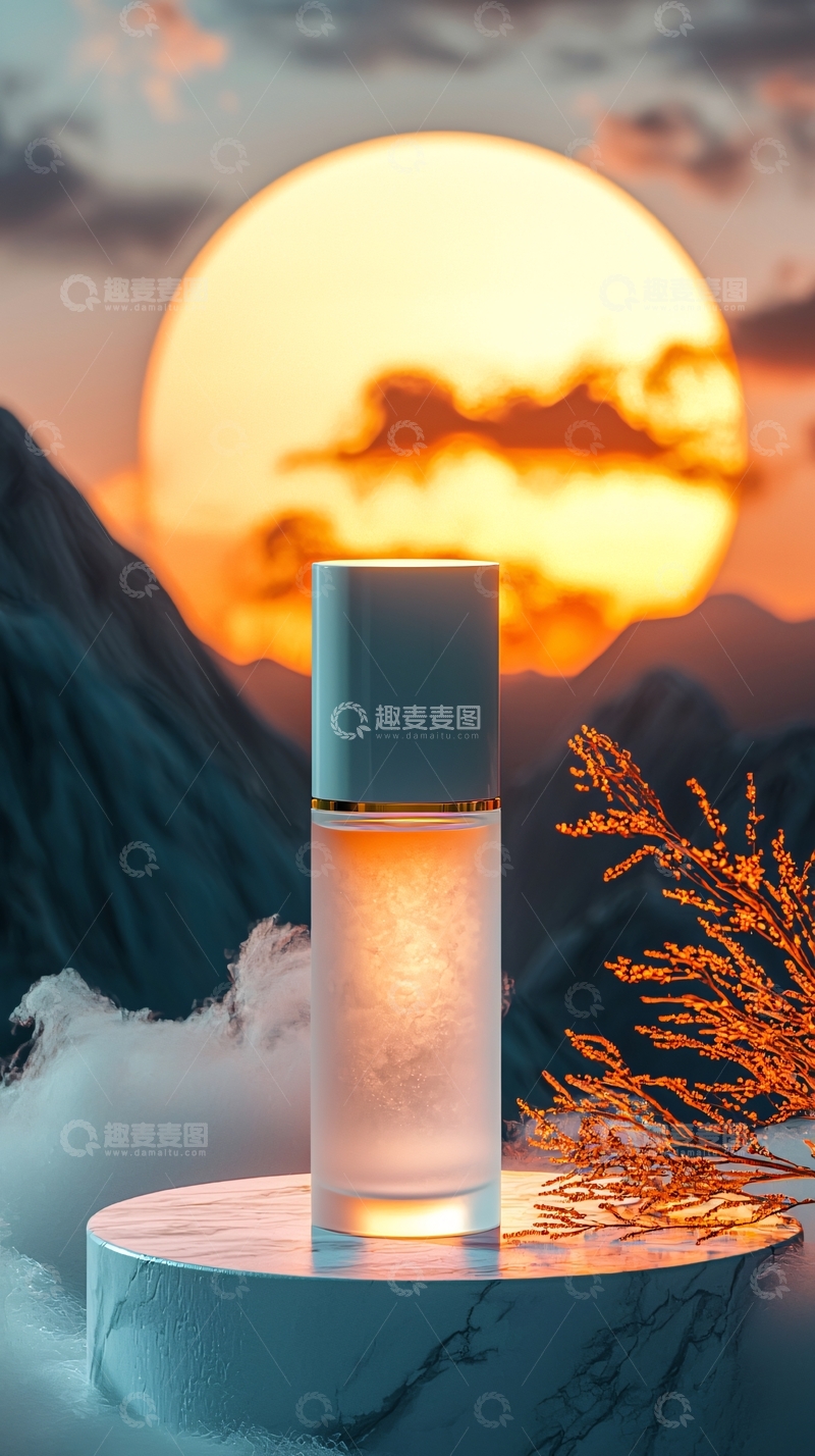 高清大图下载【趣麦麦图】日落下的护肤品